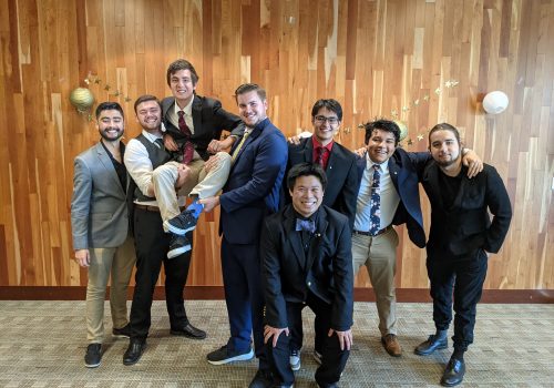 group of students at a formal event