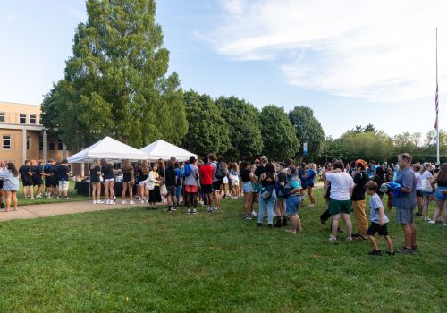 Students at an event on the quad